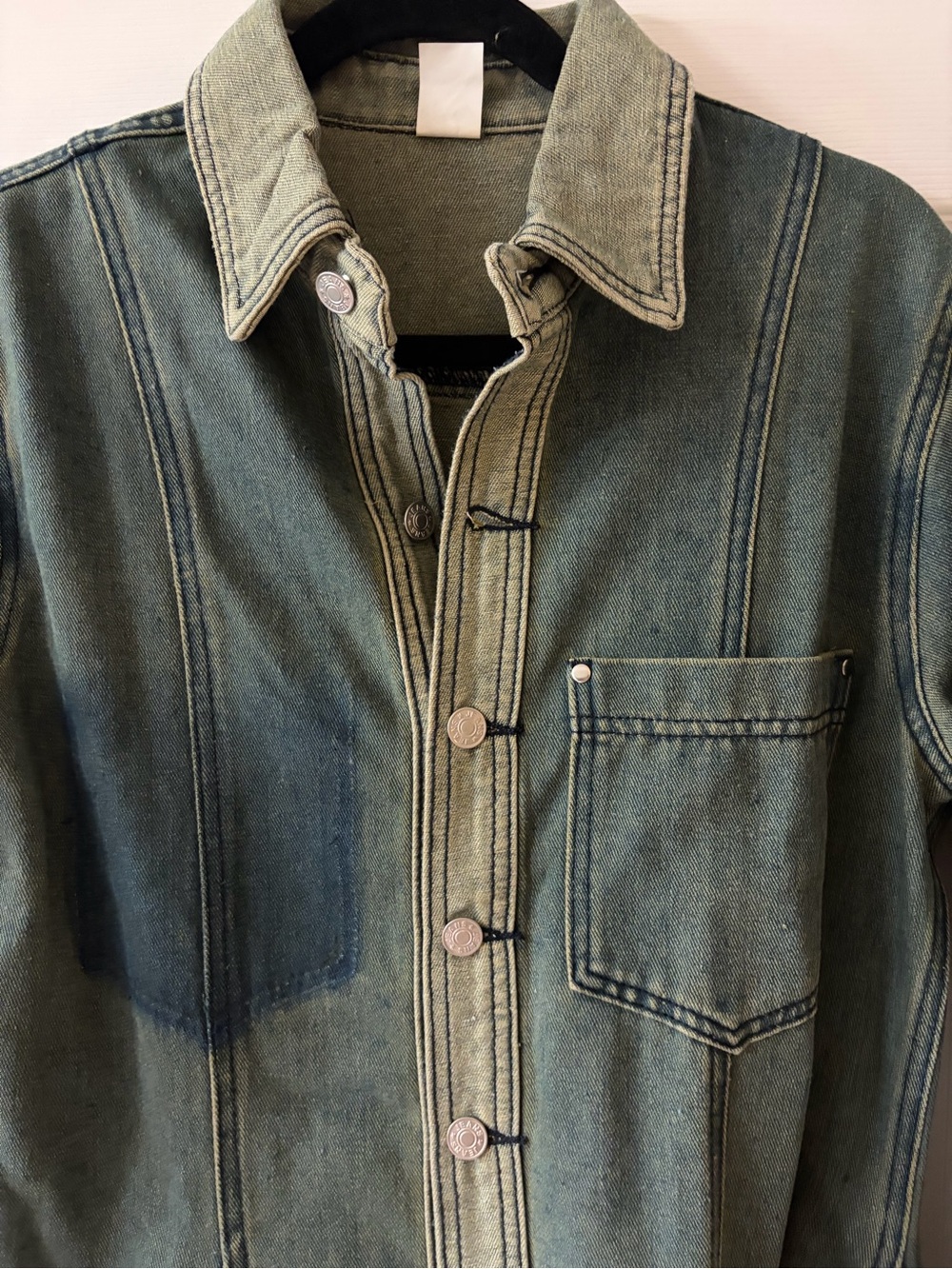 Women’s Green Washed Denim Dress- NWOT - Picture 3 of 6
